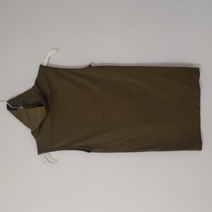 Skinny Tees Shirt Womens Small Olive  Sleeveless Turtleneck Stretch Soft Base